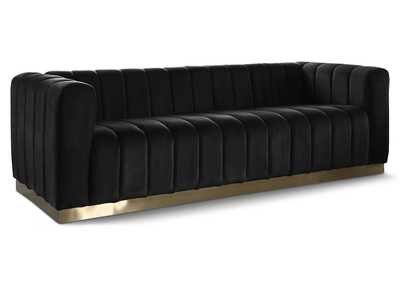 Marlon Black Velvet Sofa