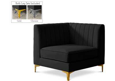 Image for Alina Black Velvet Corner Chair