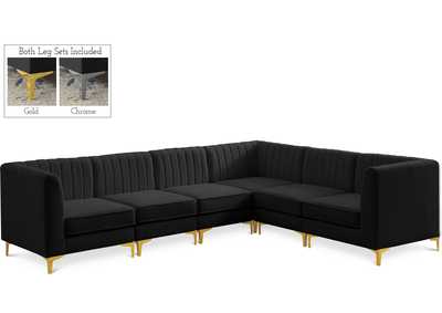 Alina Black Velvet Modular Sectional