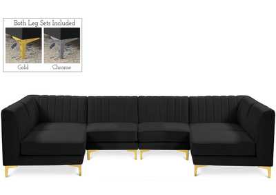 Alina Black Velvet Modular Sectional