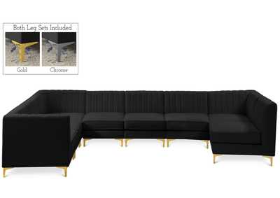 Alina Black Velvet Modular Sectional