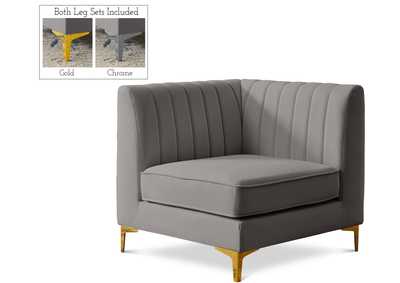 Image for Alina Grey Velvet Corner Chair