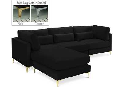 Julia Black Velvet Modular Sectional (4 Boxes)