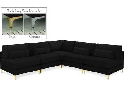 Julia Black Velvet Modular Sectional (5 Boxes)