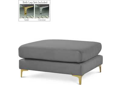 Julia Grey Velvet Modular Ottoman