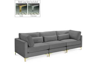 Julia Grey Velvet Modular Sofa (3 Boxes)