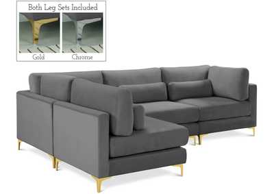 Julia Grey Velvet Modular Sectional (4 Boxes)