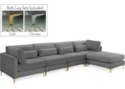 Julia Grey Velvet Modular Sectional (5 Boxes)