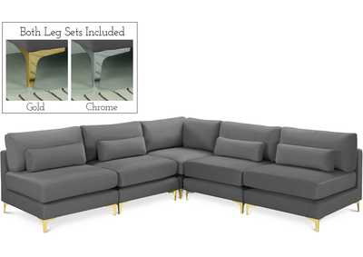 Image for Julia Grey Velvet Modular Sectional (5 Boxes)