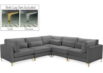 Julia Grey Velvet Modular Sectional (5 Boxes)