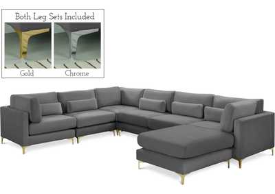 Julia Grey Velvet Modular Sectional (7 Boxes)