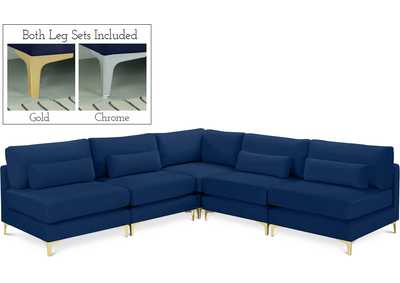 Julia Navy Velvet Modular Sectional (5 Boxes)