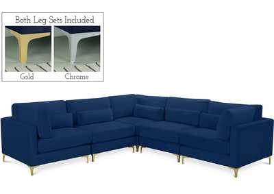 Julia Navy Velvet Modular Sectional (5 Boxes)