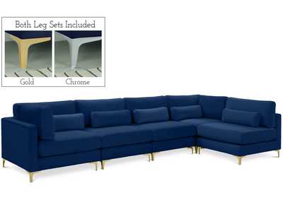 Image for Julia Navy Velvet Modular Sectional (5 Boxes)