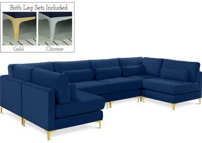 Image for Julia Navy Velvet Modular Sectional (6 Boxes)