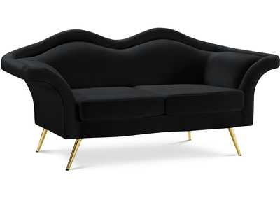 Lips Black Velvet Loveseat