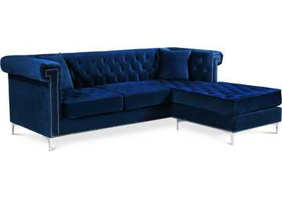 Image for Damian Navy Velvet 2 Piece Reversible Sectional