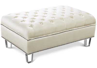 Lucas Cream Velvet Ottoman