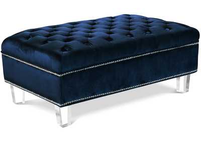 Lucas Navy Velvet Ottoman