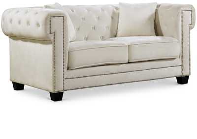 Bowery Cream Velvet Loveseat