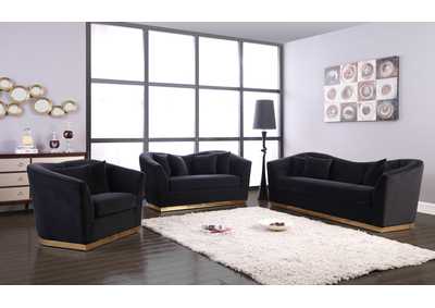 Arabella Black Velvet Sofa and Loveseat