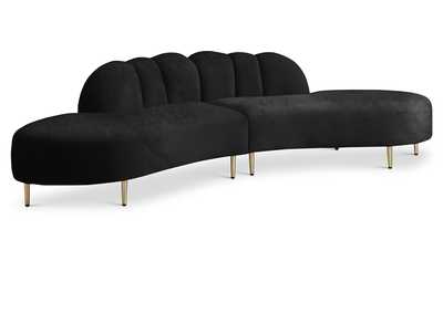 Divine Black Velvet 2 Piece Sectional