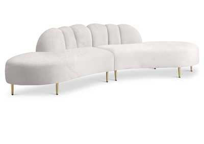 Divine Cream Velvet 2 Piece Sectional