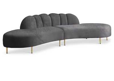 Divine Grey Velvet 2 Piece Sectional