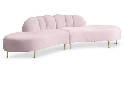 Divine Pink Velvet 2 Piece Sectional