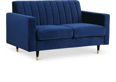 Lola Navy Velvet Loveseat