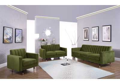 Lola Olive Velvet Sofa and Loveseat