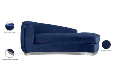 Julian Navy Velvet Chaise,Meridian Furniture