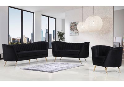 Margo Black Velvet Sofa and Loveseat