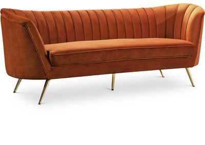 Margo Cognac Velvet Sofa