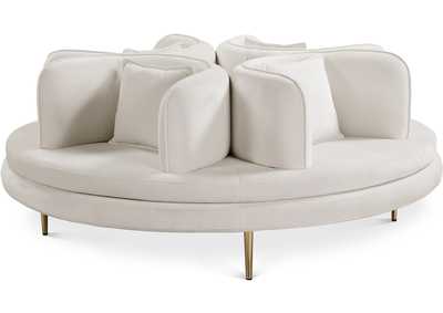 Circlet Cream Velvet Round Sofa Settee