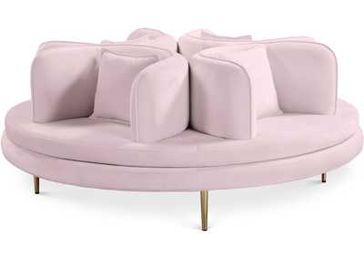 Circlet Pink Velvet Round Sofa Settee