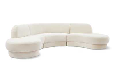 Rosa Cream Velvet 3 Piece Sectional (3 Boxes)