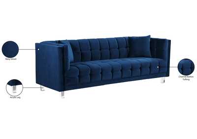 Mariel Navy Velvet Sofa and Loveseat