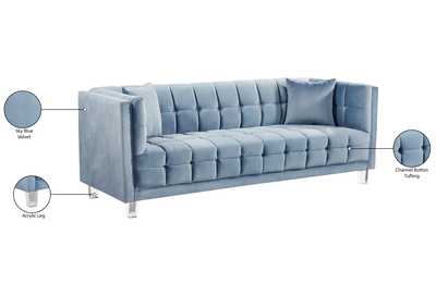 Mariel Sky Blue Velvet Sofa and Loveseat