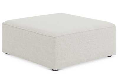 Cube Cream Durable Linen Textured Ottoman