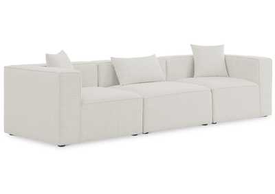 Cube Cream Durable Linen Textured Modular Sofa