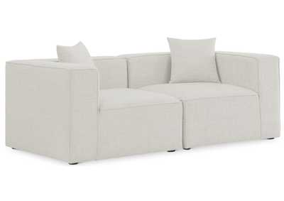 Cube Cream Durable Linen Textured Modular Sofa