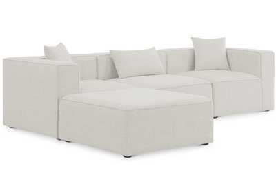 Cube Cream Durable Linen Textured Modular Sectional