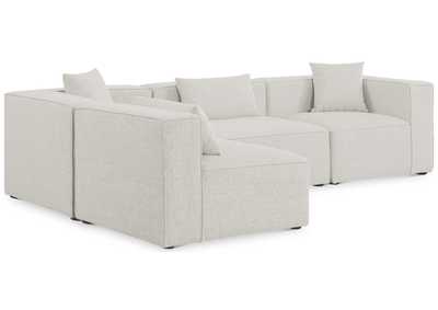 Cube Cream Durable Linen Textured Modular Sectional