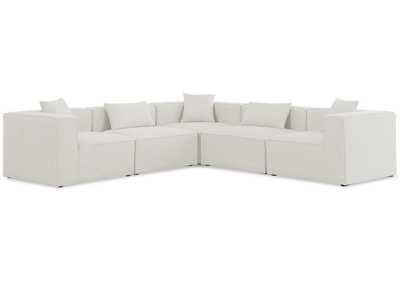 Cube Cream Durable Linen Textured Modular Sectional