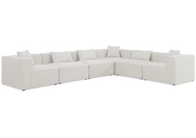 Cube Cream Durable Linen Textured Modular Sectional