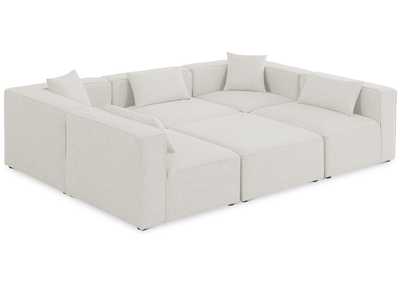 Cube Cream Durable Linen Textured Modular Sectional