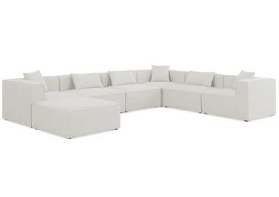 Cube Cream Durable Linen Textured Modular Sectional