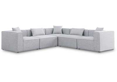 Image for Cube Grey Durable Linen Textured Modular Sectional