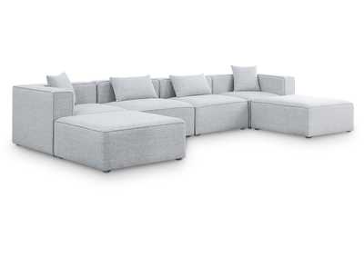 Image for Cube Grey Durable Linen Textured Modular Sectional